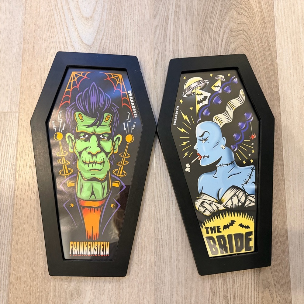 Frankenstein and Bride Coffin Art Set